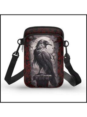 Gothic Small Crossbody Bag for Women Polyester Phone Purse Adjustable Strap